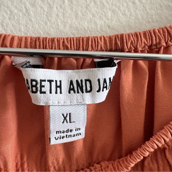 Elizabeth & James Ruched Orange Off Shoulder Long Sleeve Blouse Top Size XL - Picture 8 of 10